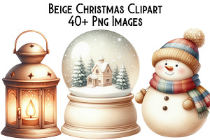 Beige Christmas Clipart, an Illustration by Pixels.Craft