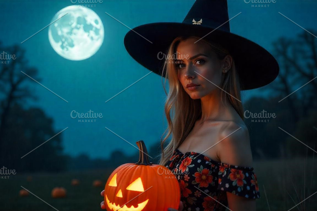 Moonlit Witch | Stock Photo, a Holiday Photo by Aura Canyon HQ (Photo 1 of 5)