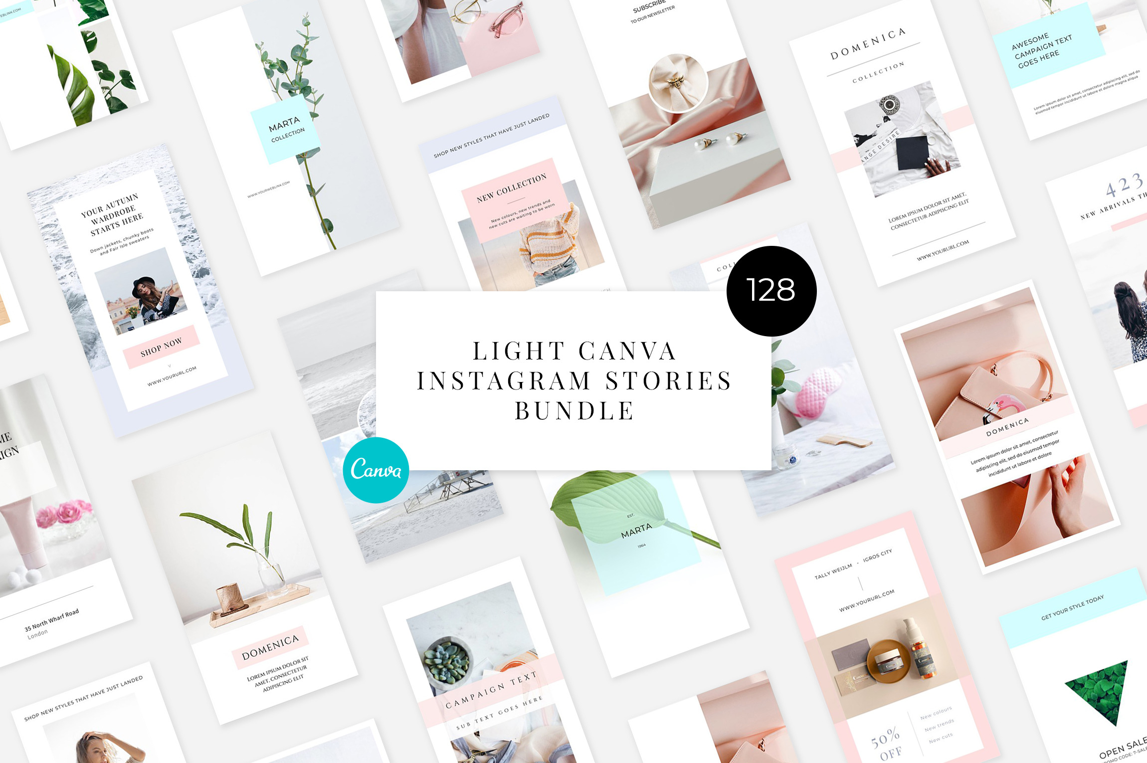 Light CANVA Instagram Stories Bundle, a Social Media Template by Swiss_cube