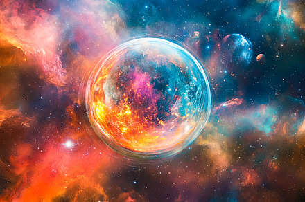 Fiery Planet in Cosmic Nebula, a Background Photo by Ales Munt