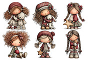 Whimsical Christmas Doll Clipart, an Animal Illustration by Creative Art (Thumbnail 6 of 6)