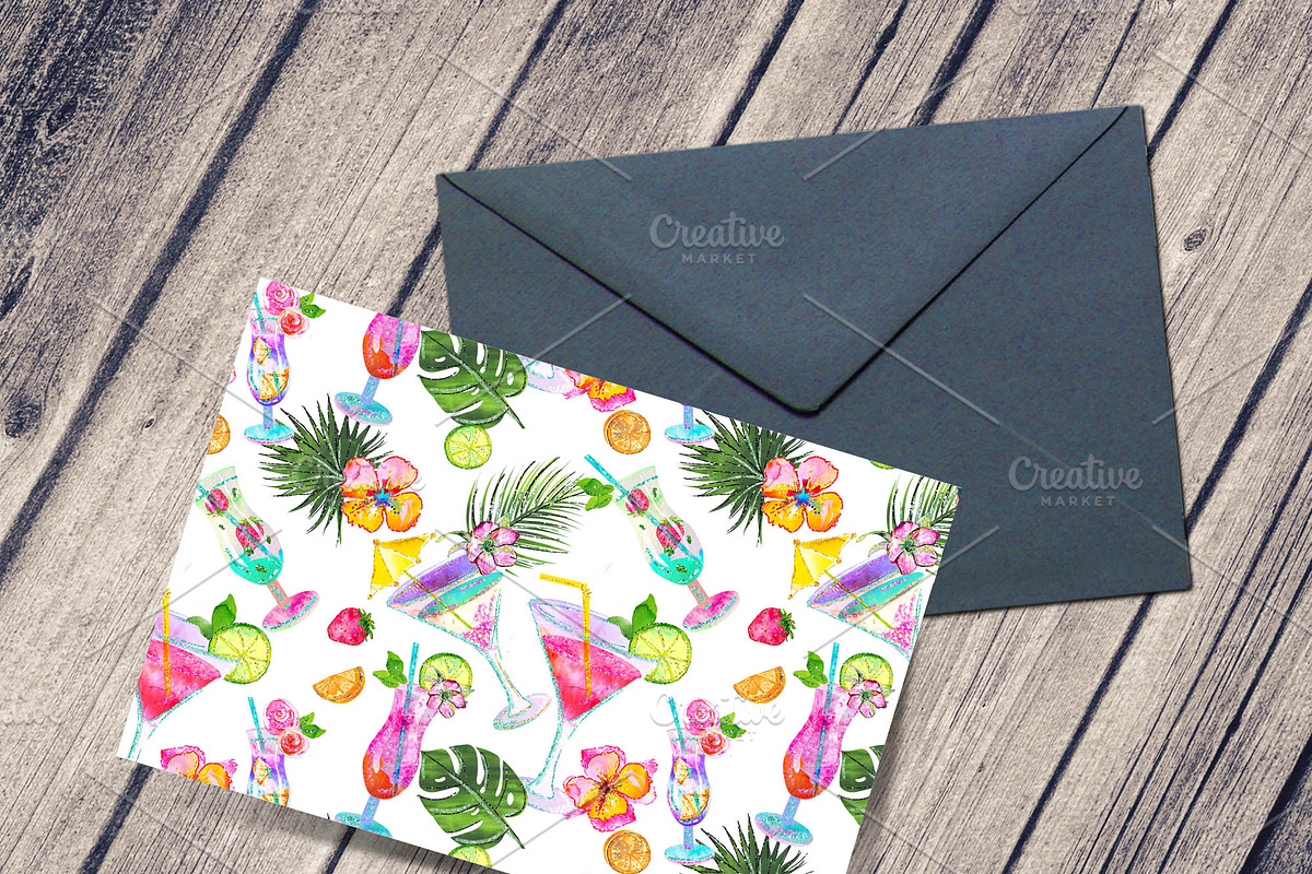 Summer cocktails seamless pattern, a Pattern Graphic by Download Graphic Art (Photo 7 of 9)