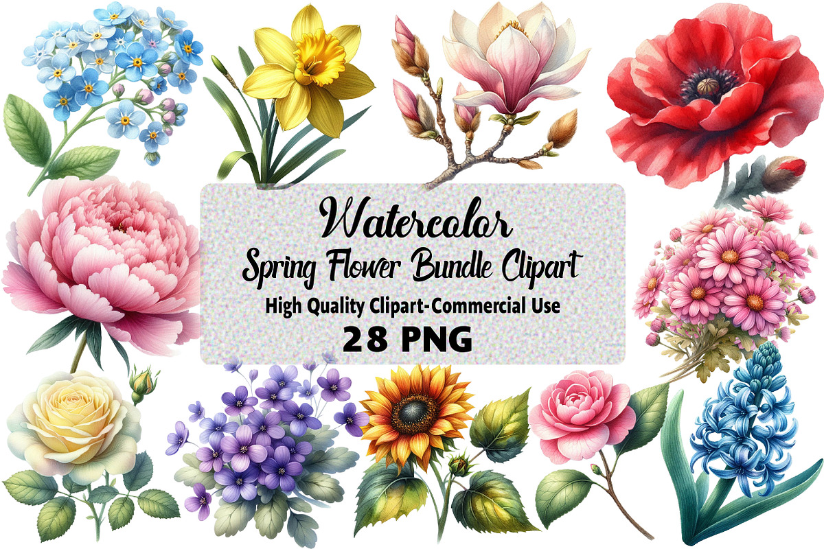 Spring Flower Bundle Clipart, an Illustration by Daily.Designs (Photo 1 of 5)