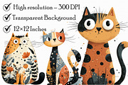 Quirky Cats Clipart PNG, an Illustration by Libby Wishes (Thumbnail 6 of 7)