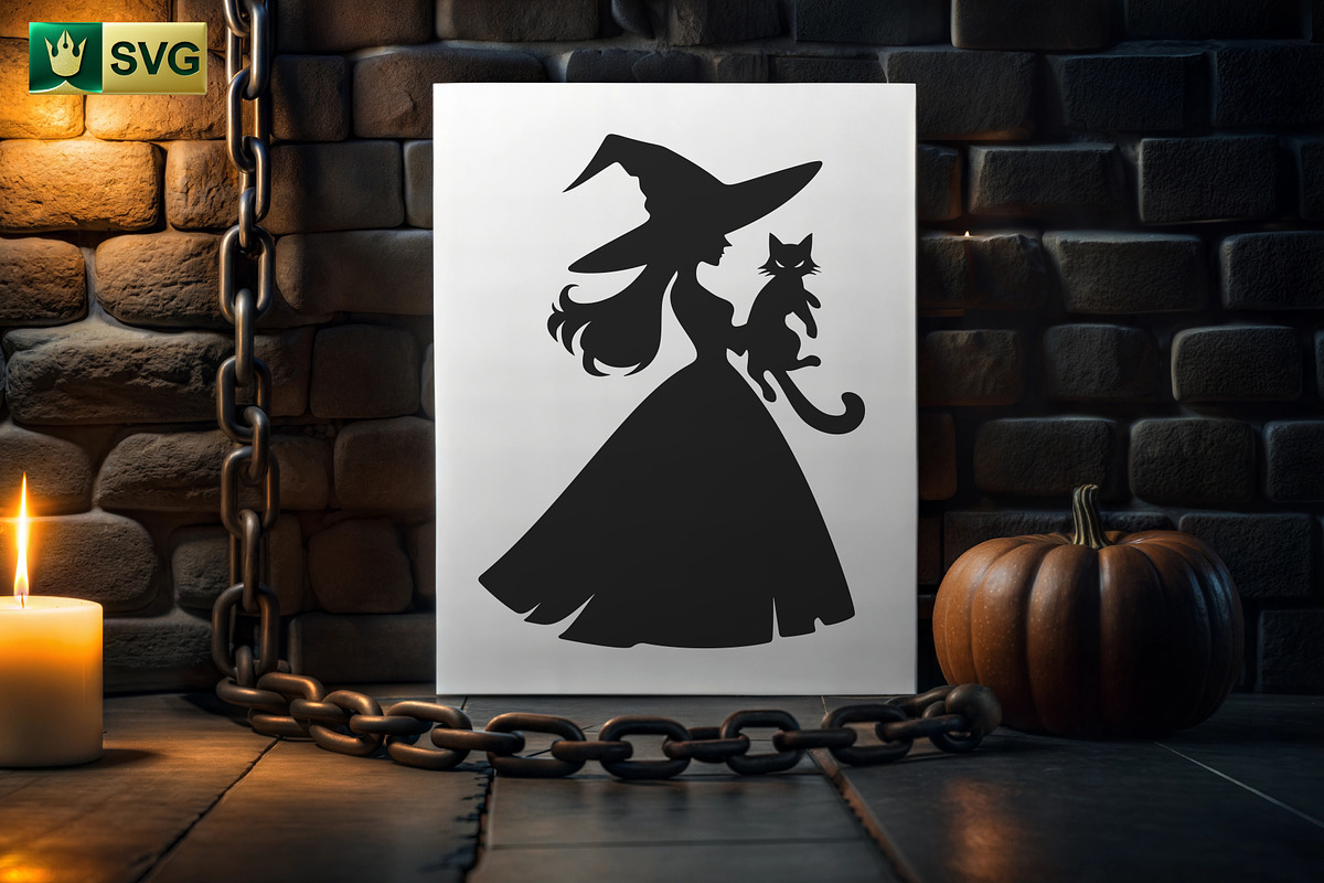 50 Halloween Witch SVG Designs, a Person Illustration by pixaroma (Photo 7 of 7)