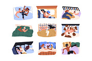 Families, couples sleep together set, a Person Illustration by PaperTrident (Thumbnail 1 of 11)