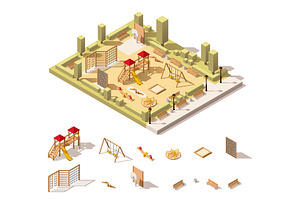 Vector Isometric Low Poly Playground Icon