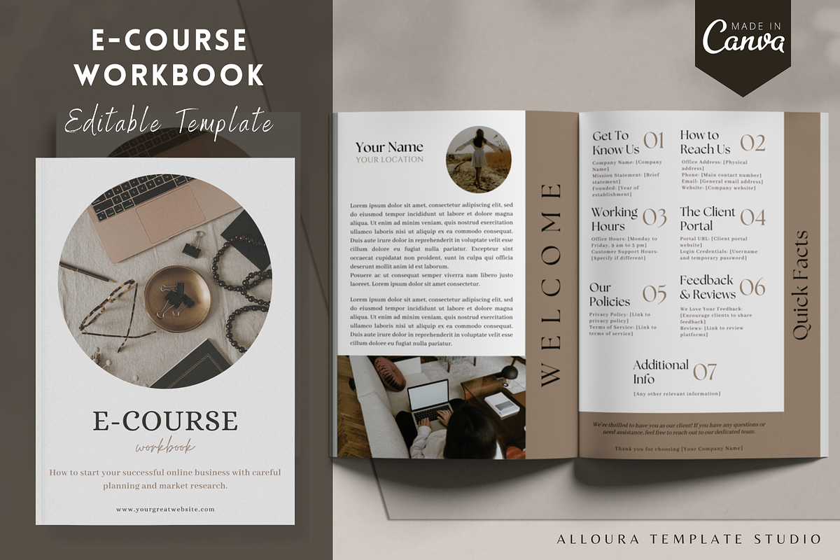 Canva E-course Ebook Template, a Magazine Template by Alloura Template Studio (Photo 1 of 7)