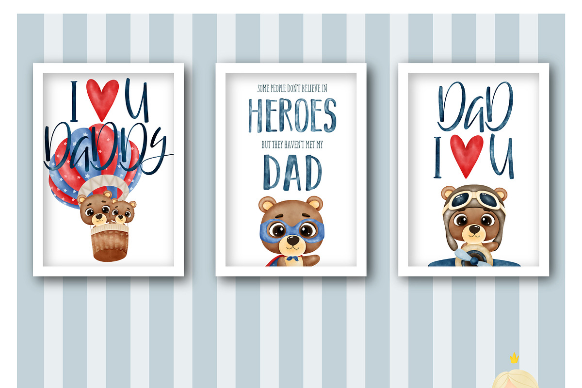 Father's Day Watercolor, an Animal Illustration by Natalya_Mona_Art (Photo 9 of 10)