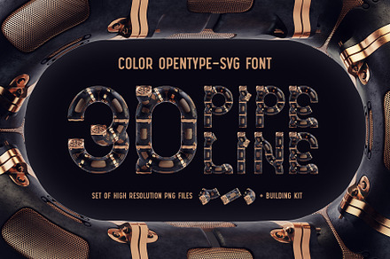 Pipeline - Color Bitmap Font, a Symbol Font by Gleb Guralnyk