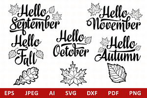 Hello Fall Lettering Mini Bundle Svg