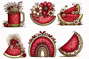Whimsical Boho Watermelon Clipart, an Illustration by DreamArtGraphic (Thumbnail 8 of 8)