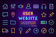 Web Design UI UX Neon Vector Icons, an Outline Icon by Anna_leni (Thumbnail 1 of 6)