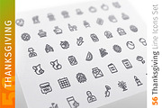 Thanksgiving Line Icons Set, an Outline Icon by Voysla's Shop (Thumbnail 1 of 4)