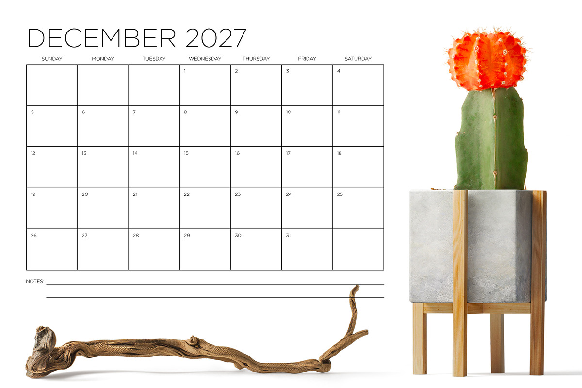 2027 8.5 x 11 Inch Calendar Template, a Stationery Template by Running With Foxes (Photo 4 of 5)