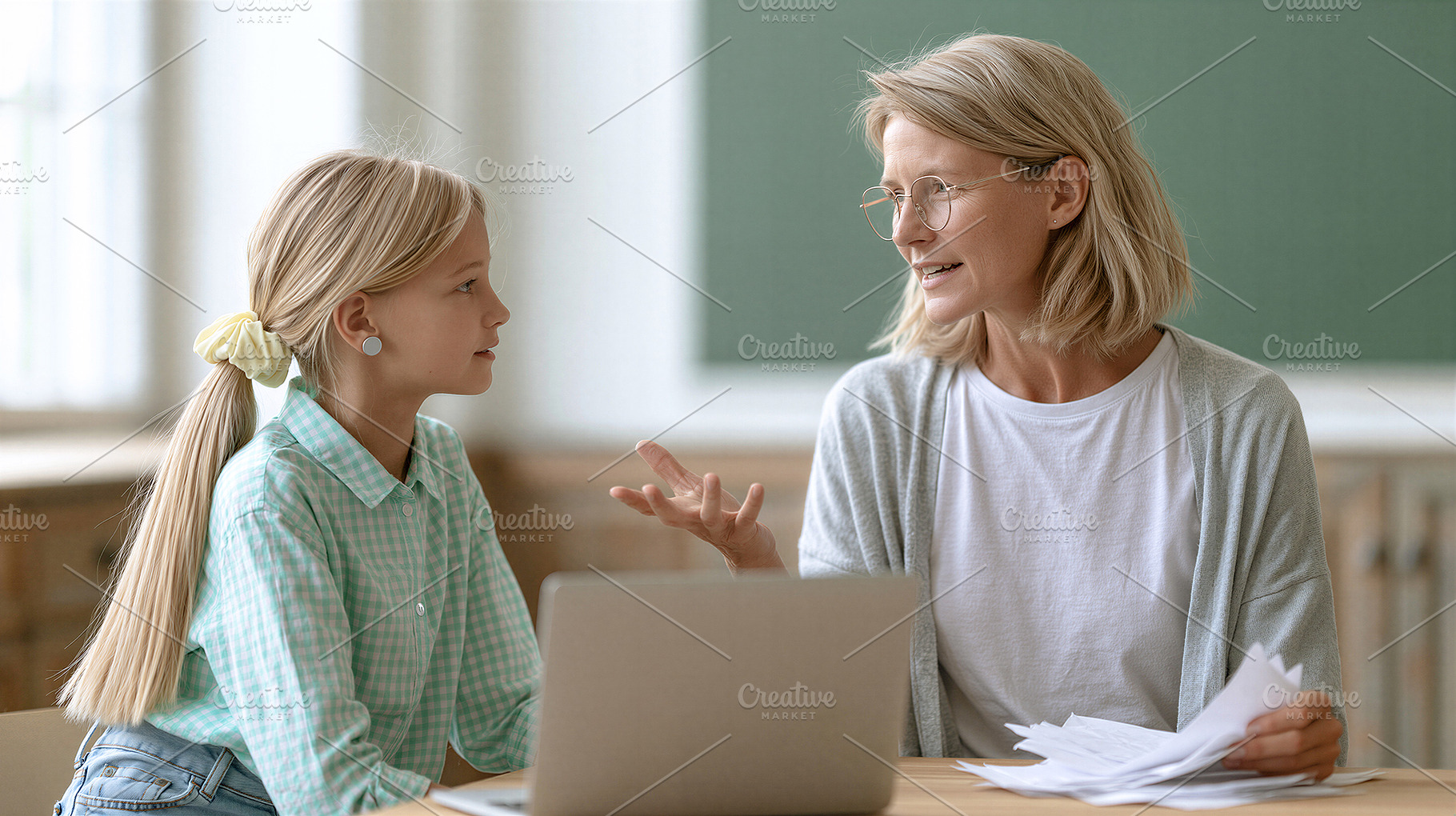 Teacher explaining lesson to student, a School & Education Photo by 7DesignLab