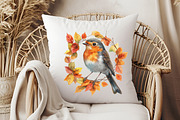 Watercolor Robin Birds Clipart, Fall, an Illustration by Pixels.Craft (Thumbnail 7 of 7)