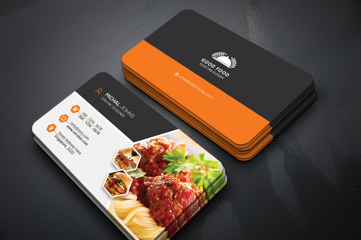 Restaurant Business Cards 2 in 1, a Business Card Template by Genereux Art (Photo 3 of 10)