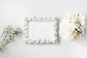 White on White Roses Mockup