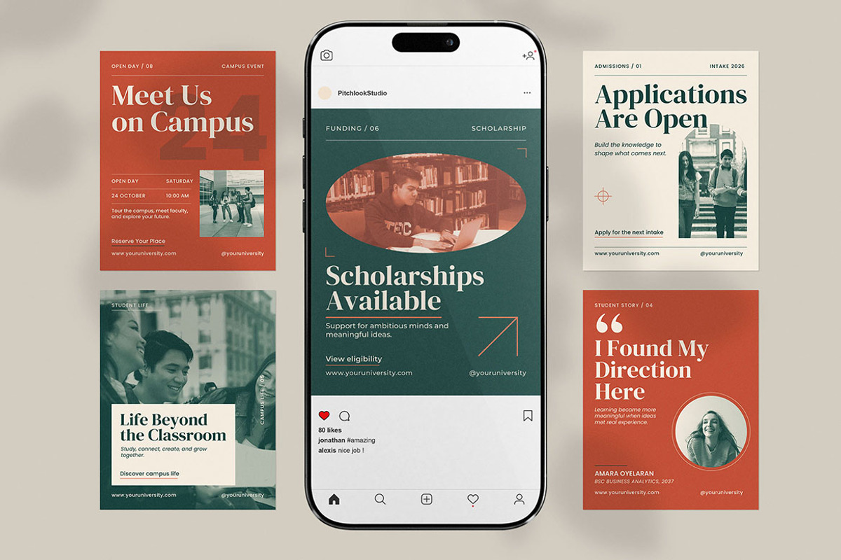 University Admissions Instagram Post, a Social Media Template by Pitchlook.Studio (Photo 3 of 3)