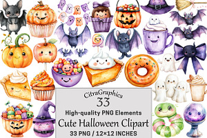 Cute Halloween Clipart, a Seasonal Illustration by CitraGraphics