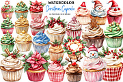 Christmas Cupcake Sublimation Clipar, an Illustration by DreamArtGraphic (Thumbnail 1 of 5)