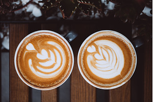 Two cups of cappuccino, a Food & Drink Photo by Anna Efetova