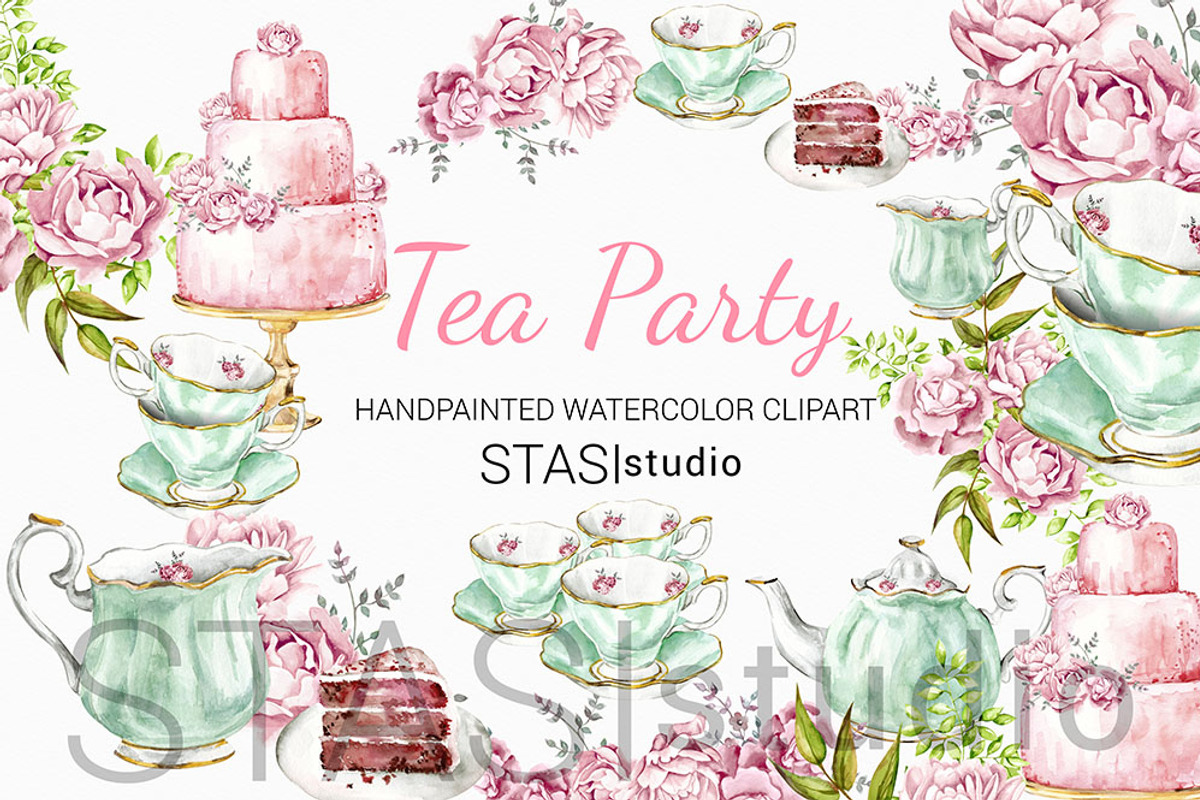 Tea Party Watercolor Clipart, a Food Illustration by STASIstudio (Photo 1 of 4)