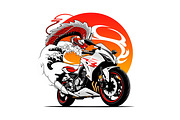 Drift Bike with Flames PNG Clipart, a Transportation Illustration by Ghagra (Thumbnail 2 of 3)
