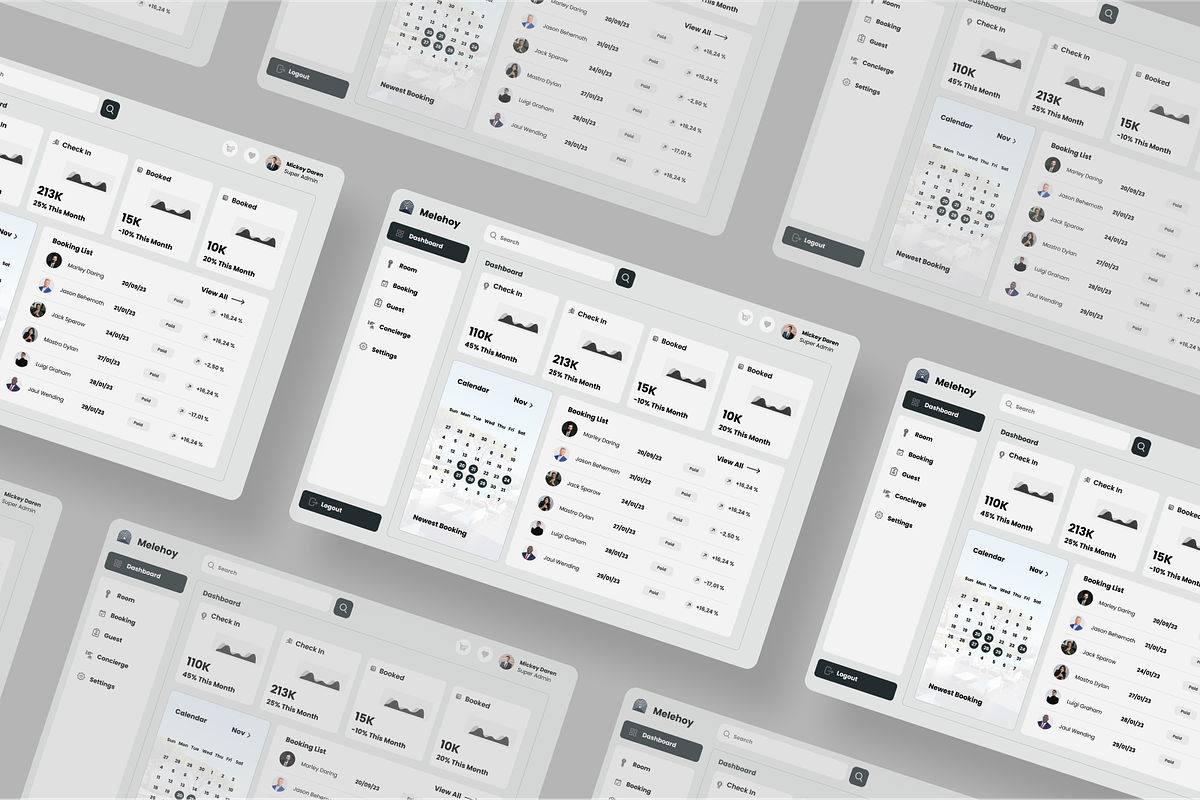 Melehoy -  Hotel Booking Dashboard, an UI Kit Template by SquidPixey (Photo 4 of 5)