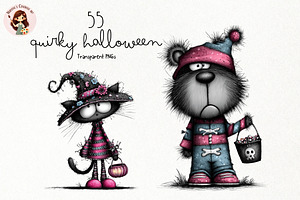 Quirky Halloween PNG Clipart Bundle, a Seasonal Illustration by Nicolle's Colorful Art