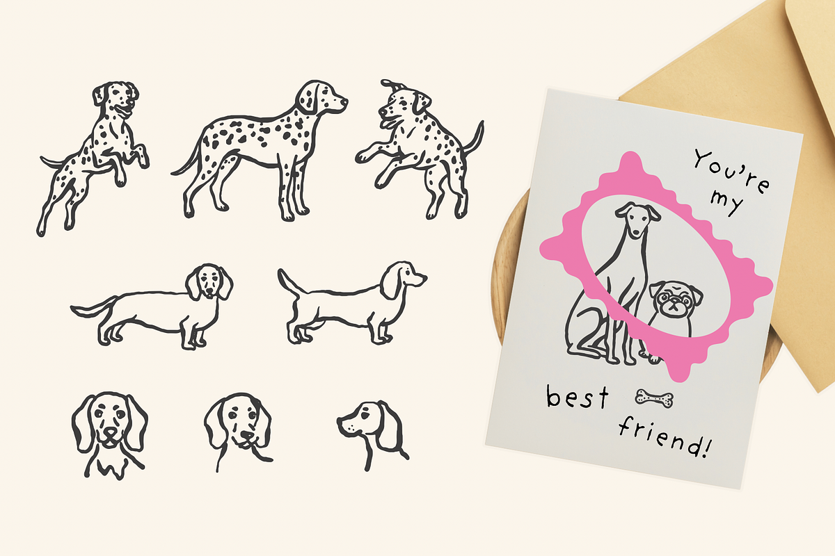 85 Hand-Drawn Dogs Procreate Stamps, a Brush Add-On by Veronika Gotovceva (Photo 5 of 8)