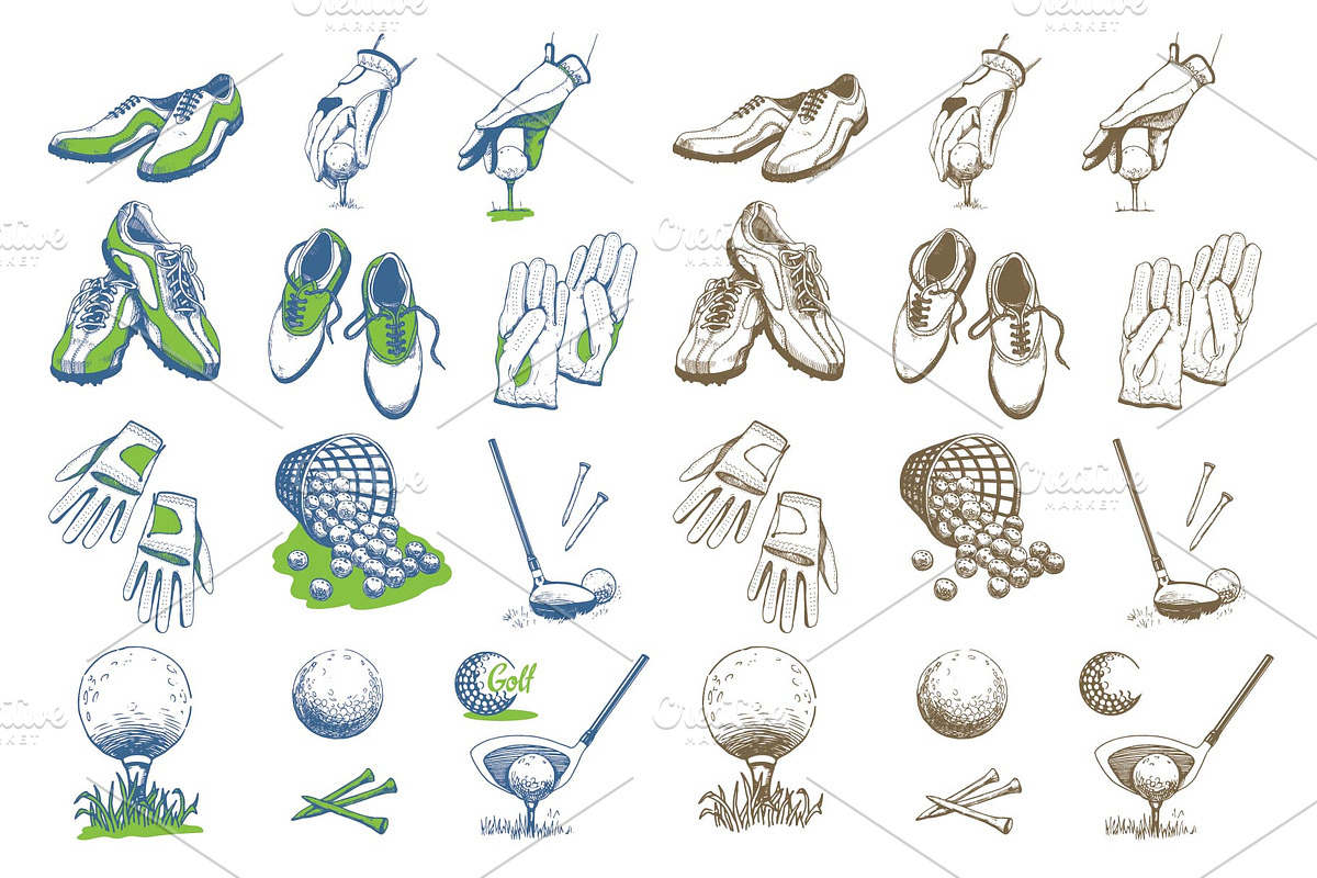 Golf Sketch Illustrations, a Background Graphic by Mona Monash (Photo 3 of 9)