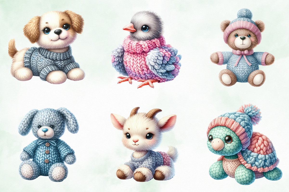 Knitted Plush Baby Animals Clipart, an Illustration by Creative Art (Photo 5 of 6)