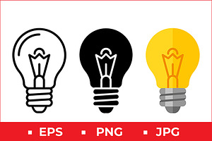 Light Bulb Vector Icon Graphic Set, a Solid Icon by Artonix