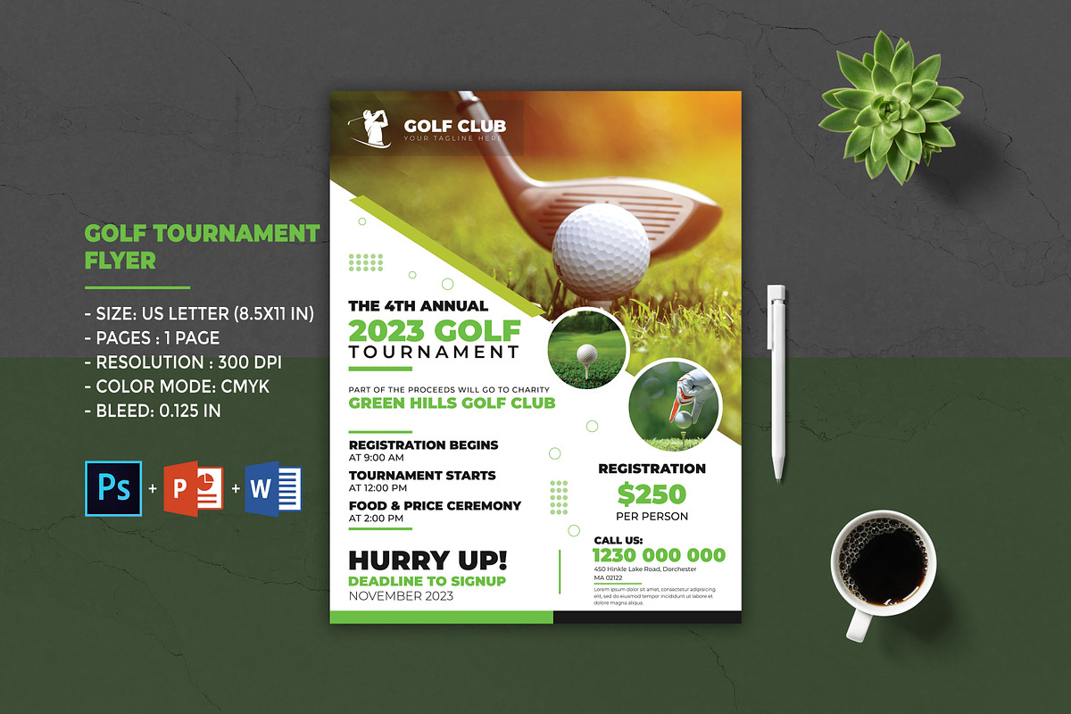 Golf Tournament Flyer Template, a Flyer Template by Designscozy (Photo 1 of 4)