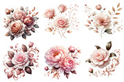 Pink and Rose Gold Floral Clipart, an Illustration by Designworld (Thumbnail 3 of 5)