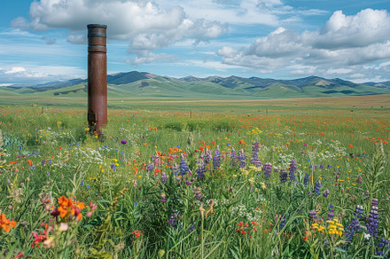 Brightly colored wildflowers bloom i, a Photo by Tanuart