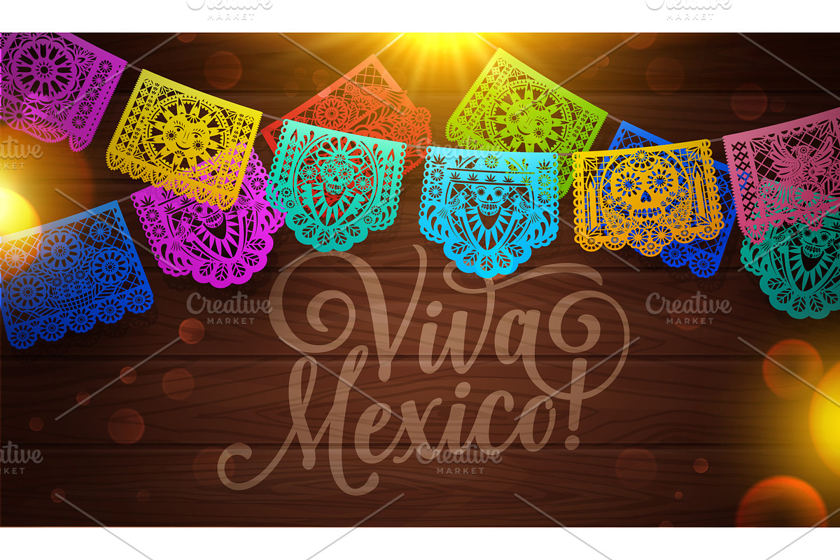 Viva Mexico background, a Seasonal Illustration by Vector Tradition