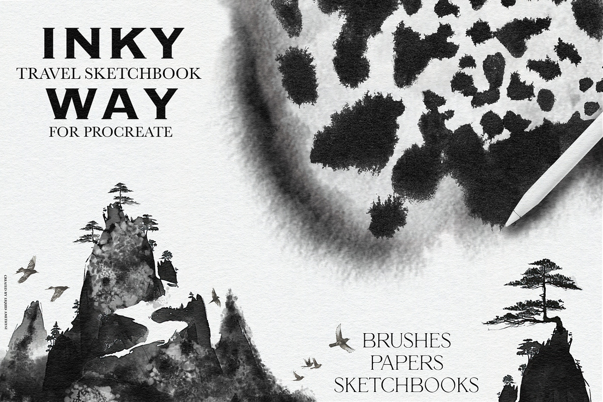 Inky Way Travel Procreate Sketchbook, a Brush Add-On by Liquid Amethyst Art (Photo 1 of 7)