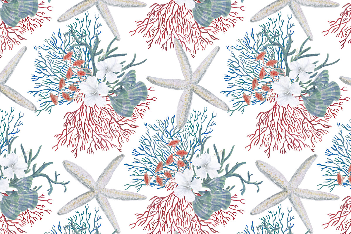White and blue sea patterns, a Pattern Graphic by ramika (Photo 3 of 8)