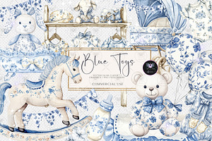 Toile Nursery Clipart Chinoiserie, an Illustration by BigCakeBee