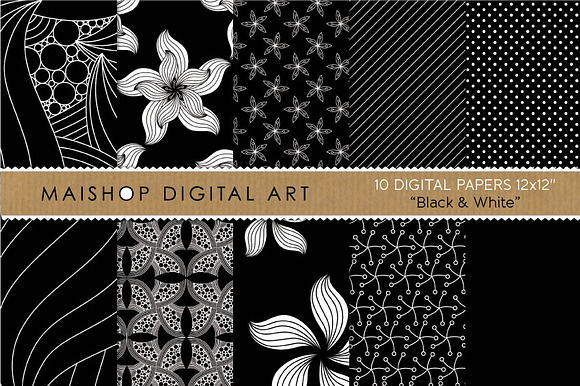 Digital Papers Black & White preview 4