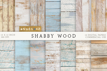 Shabby Wood Textures Digital Papers, a Texture Graphic by DreamStudio42