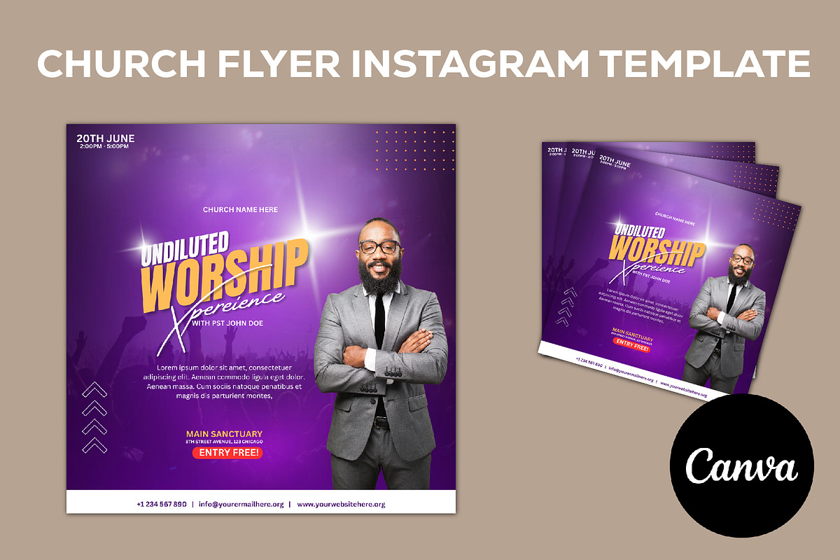 Church Flyer Canva Template, a Social Media Template by Sipi_Graphics (Photo 1 of 3)