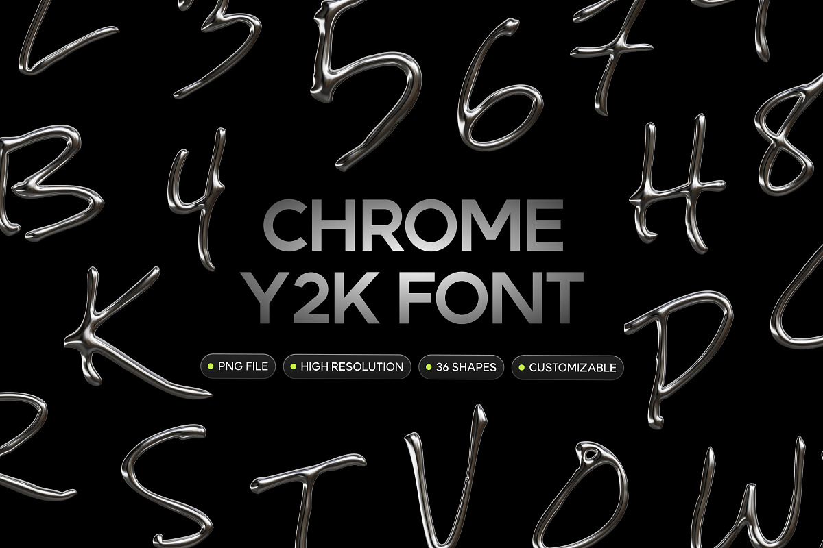 Chrome Y2K Font, an Object Graphic by Illustrava (Photo 1 of 7)