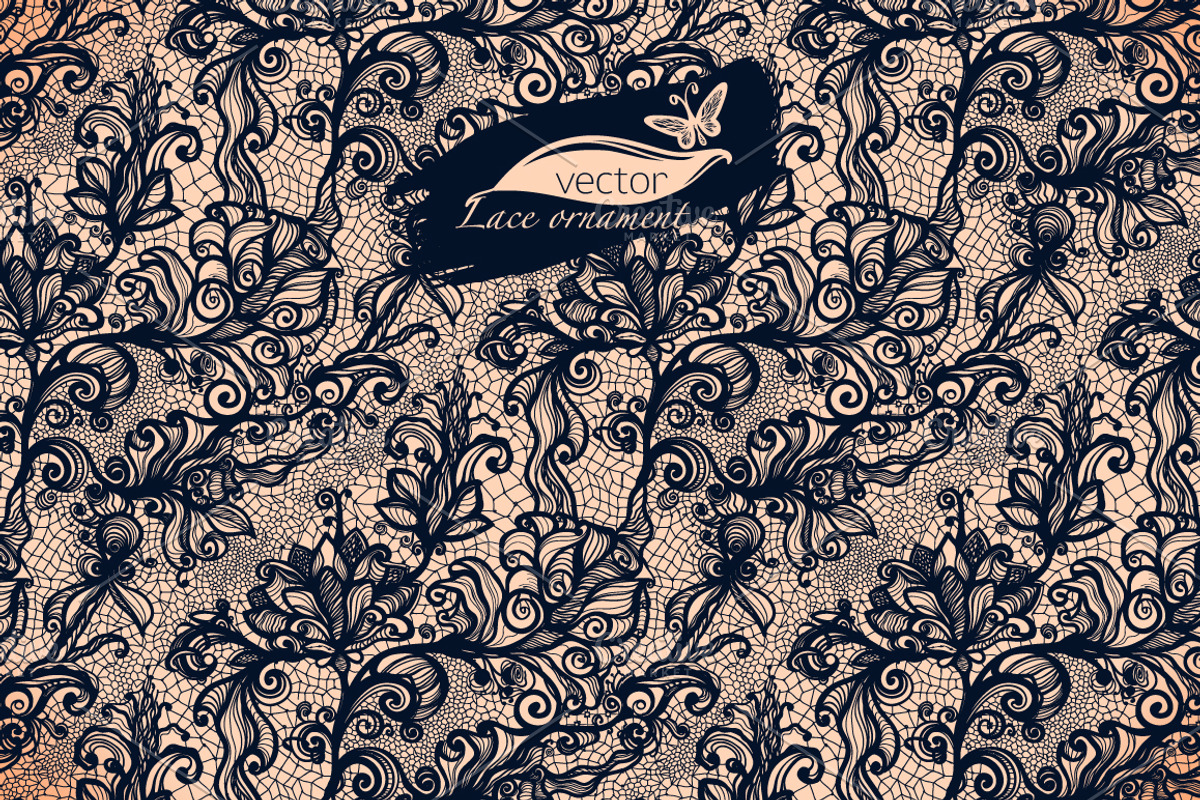 Seamless lace patterns with flower, a Texture Illustration by Vikpit (Photo 4 of 4)