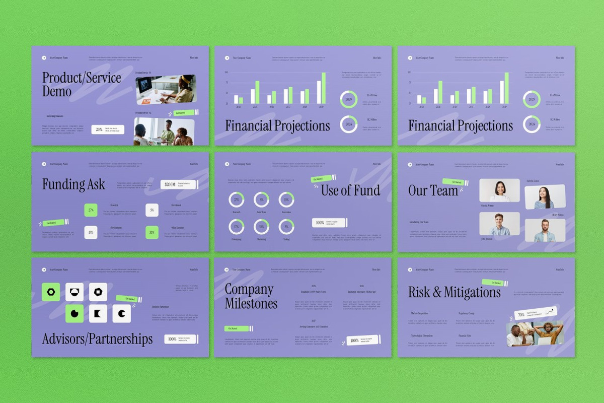 Purple Green Modern Pitch Deck PPT, a Presentation Template by graphicook (Photo 6 of 8)