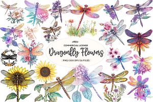 Dragonfly and Flowers Sublimation, an Illustration by CreationArt