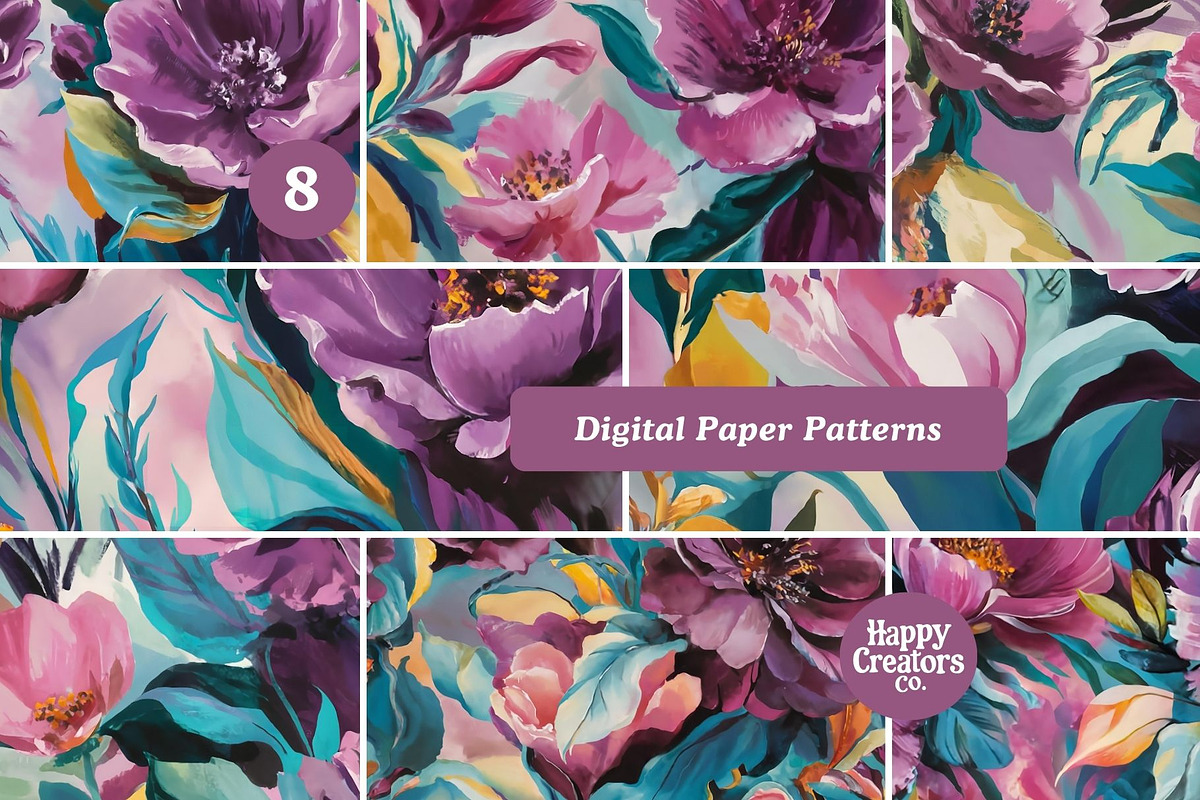 Purple Fantasy Digital Papers, a Pattern Graphic by Happy Creators Co. (Photo 4 of 7)